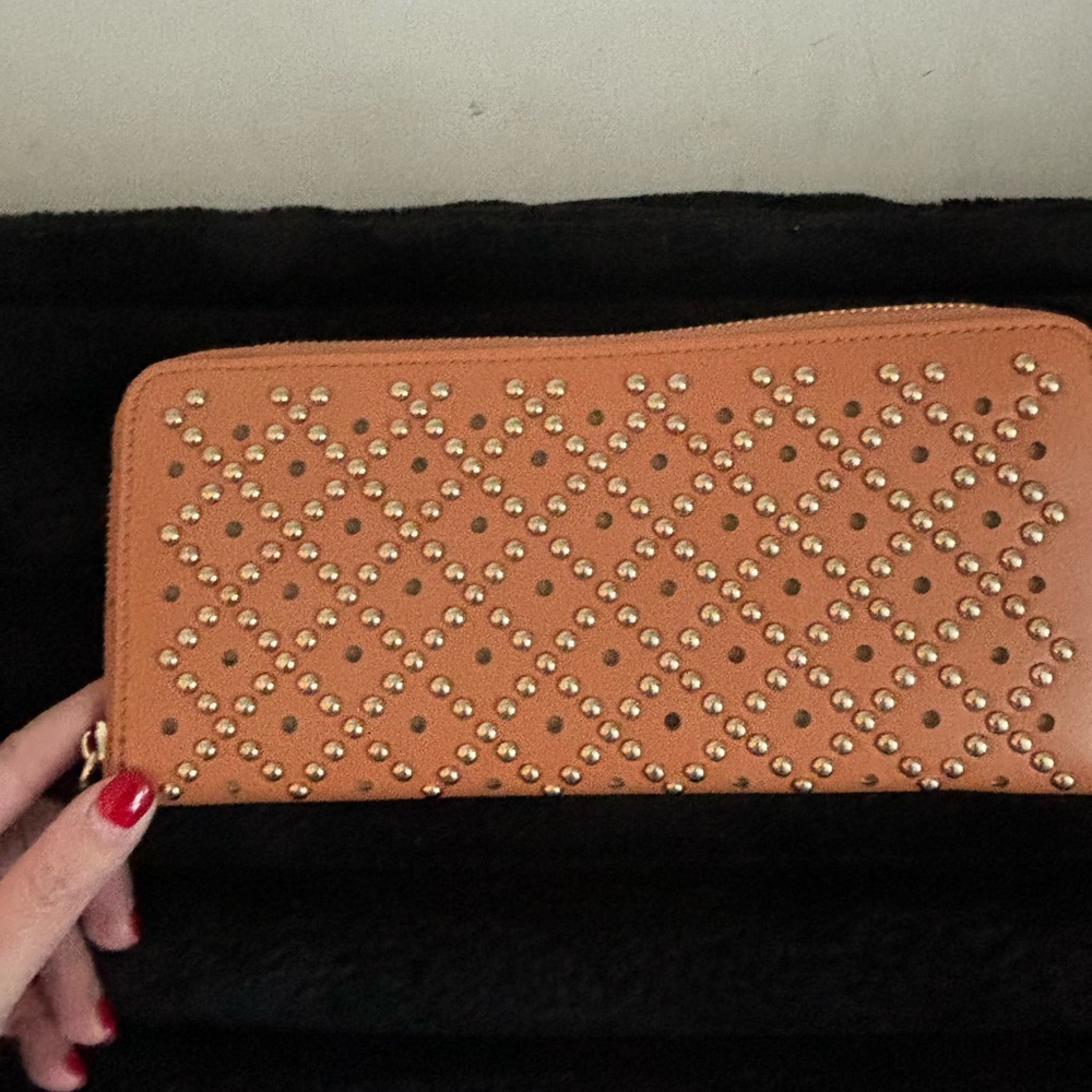 NWOT/ Carmel Vegan Leather Studded Wallet/ Pocketbook
